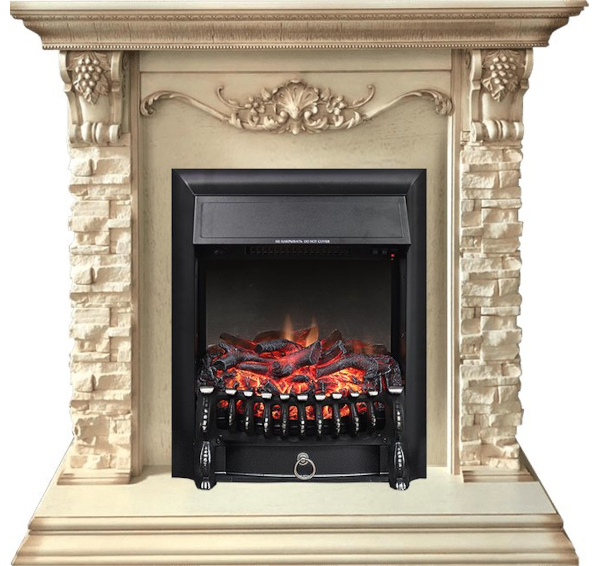 Каминокомплект Adriana - Cлоновая кость с очагом Fobos FX Black