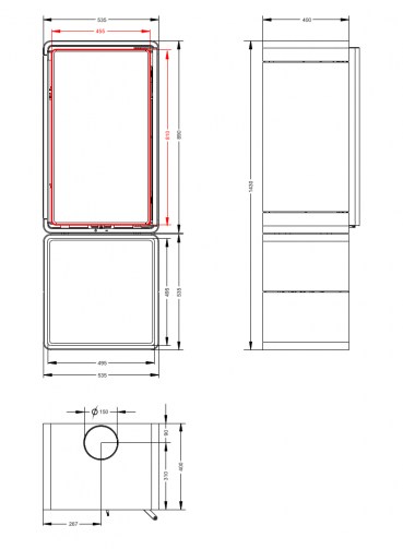 Печь-Камин Астов Куб (ПК 4581) (Мет. На Ноге)